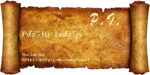 Pály Iván névjegykártya